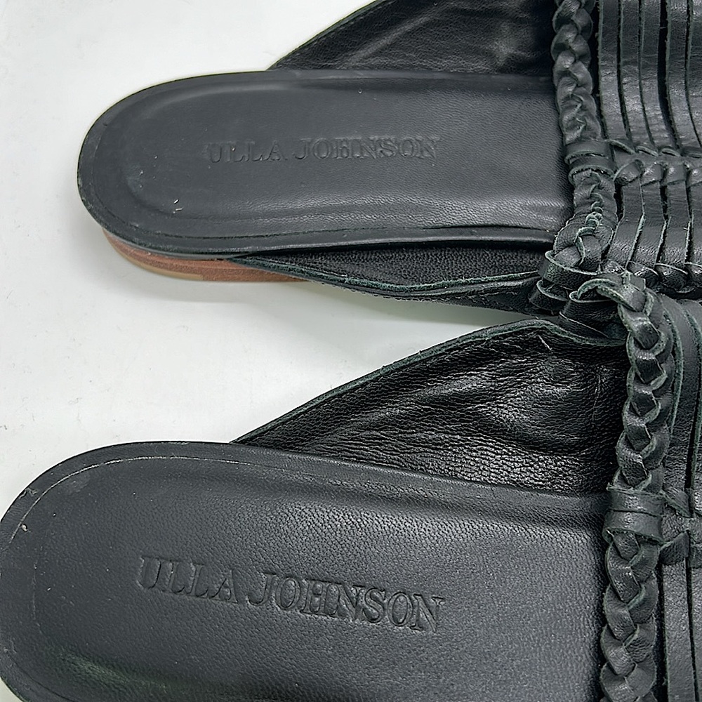 Ulla Johnson Black Leather Pointed Toe Mules Slides Shoes **Sz 40/US 10** 🌺🌺 - Picture 4 of 7